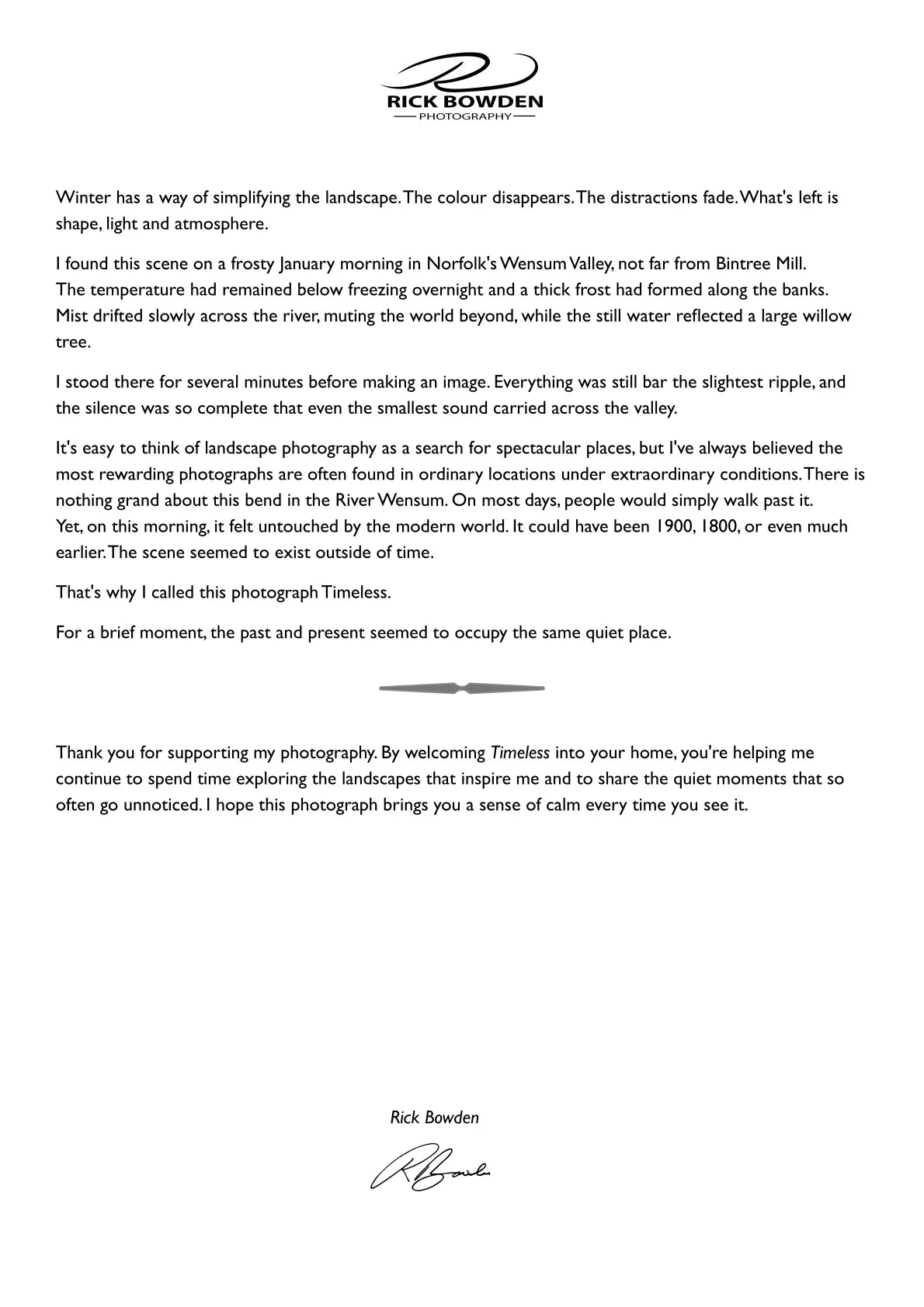Timeless — A letter from the artist